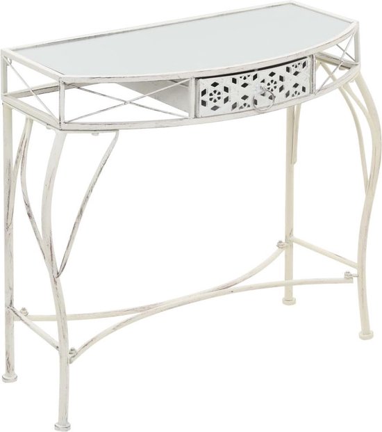 | Bijzettafel Franse stijl 82x39x76 cm metaal wit franse bijzettafel