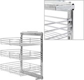 Draadmand keuken uittrekbaar 3-laags 47x35x56 cm zilverkleurig
