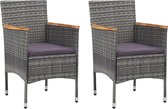 Tuinstoelen 2 st poly rattan grijs