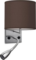 Home Sweet Home wandlamp Bling - wandlamp Read inclusief lampenkap en LED Leeslamp - lampenkap 20/20/17cm - geschikt voor E27 LED lamp - chocolade