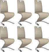 Eetkamerstoelen met zigzag-vorm 6 st kunstleer cappuccino