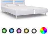 Bedframe met LED kunstleer wit 180x200 cm