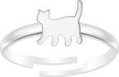 Joy|S - Zilveren kat poes ring verstelbaar