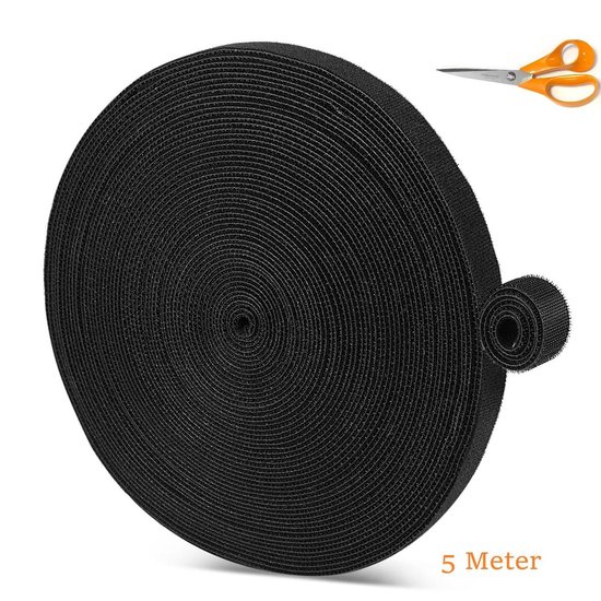 Klittenband Kabelbinder Rol 5 m – 2 cm Breed – Kabel Organizer Zwart