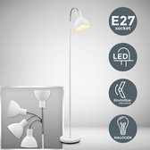 B.K.Licht - Witte Vloerlamp - voor binnen - draaibar - voor woonkamer - industriële staande lamp - staanlamp - met 1 lichtpunt -  h:145cm - leeslamp -  E27 fitting - excl. lichtbron