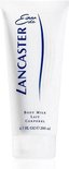 Witte tube met Lancaster logo, blauwe en gele lijnen, Body Milk Lait Corporel, 200ml.