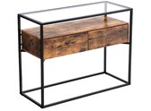 MIRA - Glazen bijzettafel | Vintage | Glas | Hout | Industrieel | 100 x 40 x 80 ( L x B x H )