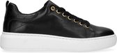 Manfield - Dames - Zwarte leren sneakers met crocoprint detail - Maat 41