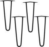 Tafelpoot - Meubelpoot - Hairpin - Set van 4 stuks - 2 Punts model - Staal - Zwart - Afmeting (L) 35 cm