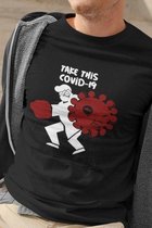 Corona Covid-19 Motivational Shirt Positive Vibes | | Nederland zorgt voor elkaar | Samen sterk | Handen Wassen | Take This Virus! | Comic |  Unisex Maat S