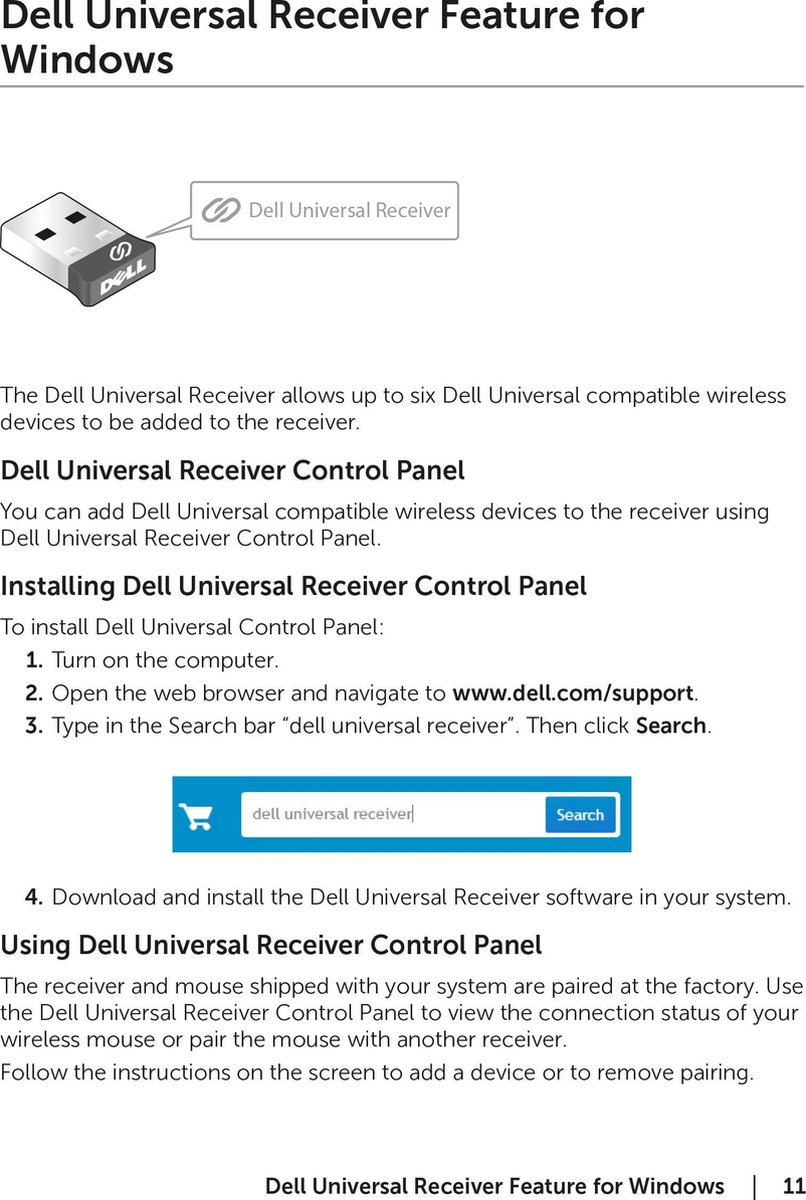 dell universal receiver control panel for mac