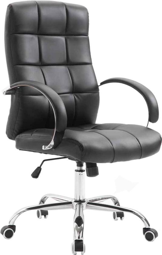 Bureaustoel - Stoel - Design - Verstelbaar - Gebogen armleuning - Kunstleer - Zwart - 60x66x128 cm