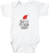 Go Mama® Baby Cadeau - Kerst cadeau - Rompertjes Baby met tekst - That's it! I'm calling Santa! - Katoen - Wit - Maat 74/80 - Korte mouw
