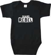 Rompertjes baby met tekst - Little Rebel - Romper zwart - Maat 50/56