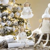 Mascagni - Set met 2 stoffen witte Engelen lengte 20 cm kerstdecoratie -  0Q C716