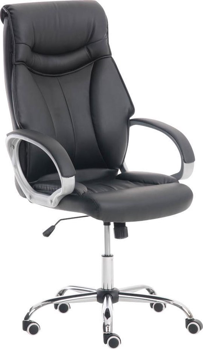 Bureaustoel - Bureaustoelen voor volwassenen - Design - In hoogte verstelbaar - Kunstleer - Zwart - 64x65x128 cm
