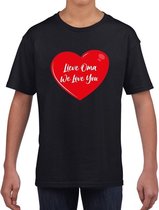 Lieve oma we love you t-shirt zwart met rood hartje voor kinderen - jongens en meisjes - t-shirt / shirtje 122/128