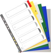 20x Tabbladen met bedrukte tabs in gekleurde PP - 6 tabs - 1 tot 6 - A4, Geassorteerde felle kleuren