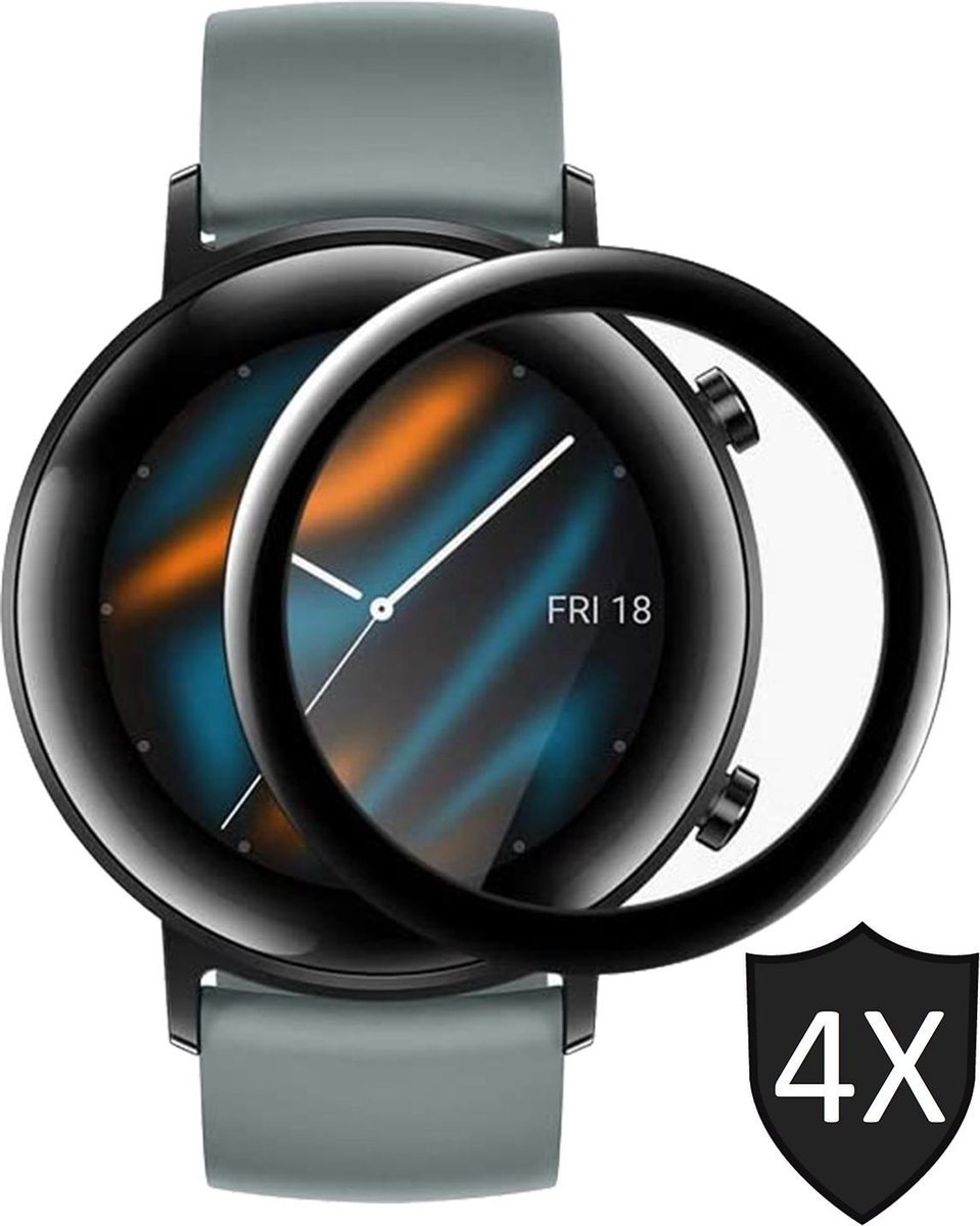 Screenprotector geschikt voor Huawei Watch GT 2 46mm - Full Tempered Glass - 4 Stuks