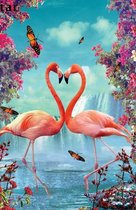 Diamond Painting Flamingo's - 40x60 cm - vierkante steentjes - volledige bedekking - Hobbypakket - Compleet Pakket