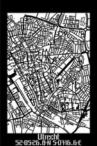 Citymap Utrecht Notenhout - 40x60 cm - Stadskaart woondecoratie - Wanddecoratie - WoodWideCities