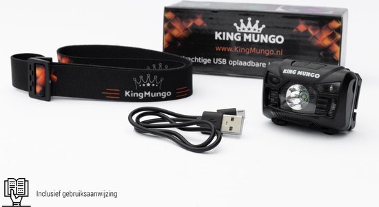 Hoofdlamp LED Oplaadbaar King Mungo - Bewegingssensor - Zwart - KMHL009 - King Mungo