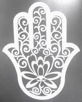 Dit Pracht -  Wanddecoratie staal - Hand van Fatima, Hamsa - wit - Groot 60cm