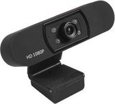 Vixime - Webcam - 1080P - Full HD - met Microfoon - met Verlichting - met Houder - voor PC & Laptop - USB - Zwart
