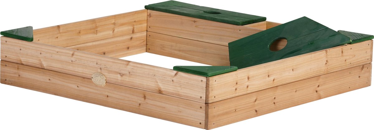 AXI Amy Houten Zandbak in Bruin/Groen - Incl. Beschermhoes, Opbergruimte en Zitbankjes - FSC hout - 115x115cm — afbeelding 8