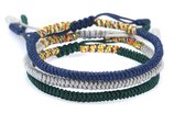 Premium handgeknoopte Tibetaanse armband - Set van 3 - Blauw Zilver Groen