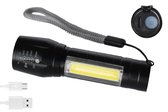 Compacte aluminium LED zaklamp - USB oplaadbaar - 600 lumens - COB zijlicht - Zoomable