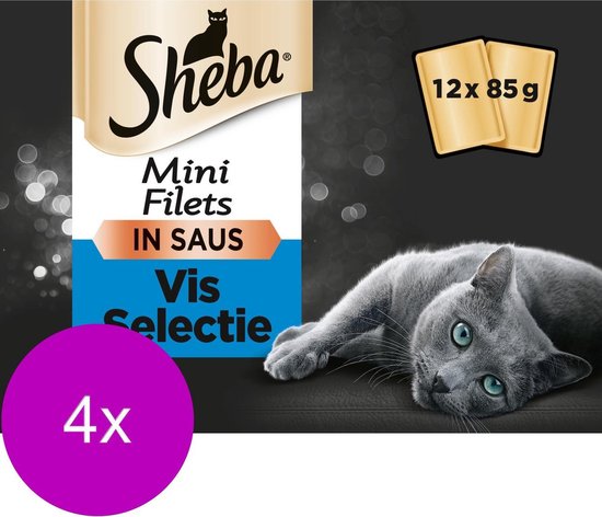 Van streek Oom of meneer rommel Sheba Multipack Mini Filets Saus - Kattenvoer - 4 x Vis 12x85 g | bol.com