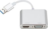 USB 3.0 naar HDMI + VGA adapter Voor o.a. Macbook en Laptop| Premium Kwaliteit |Grijs