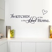 The Kitchen Is The Heart of The Home Muursticker Tekst - Decoratie Stickers Muur & Wand - Keuken Decoratie Quote - Muurdecoratie Wanddecoratie - Zwart