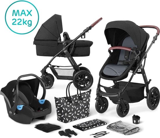 Product: Kinderkraft Kinderwagen XMOOV 3 in 1 Black (incl. autostoel), van het merk KinderKraft