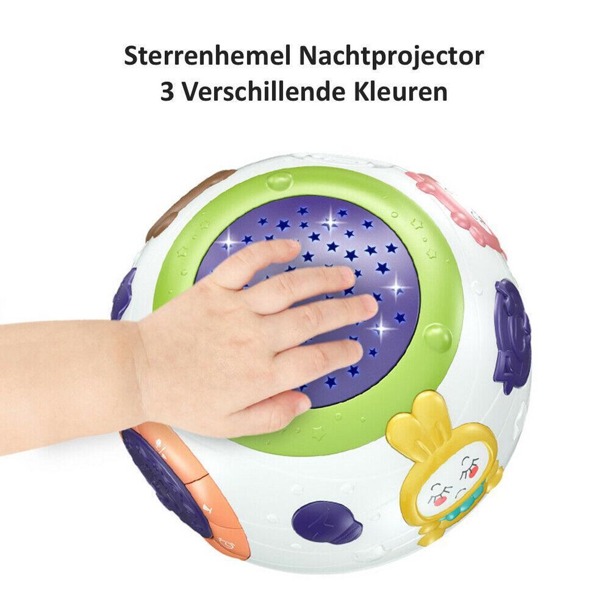 Moredig Projector met sterrenhemel, nachtlamp, muziek, 12 liedjes, 8 verschillende lichtmodi, zwart en wit