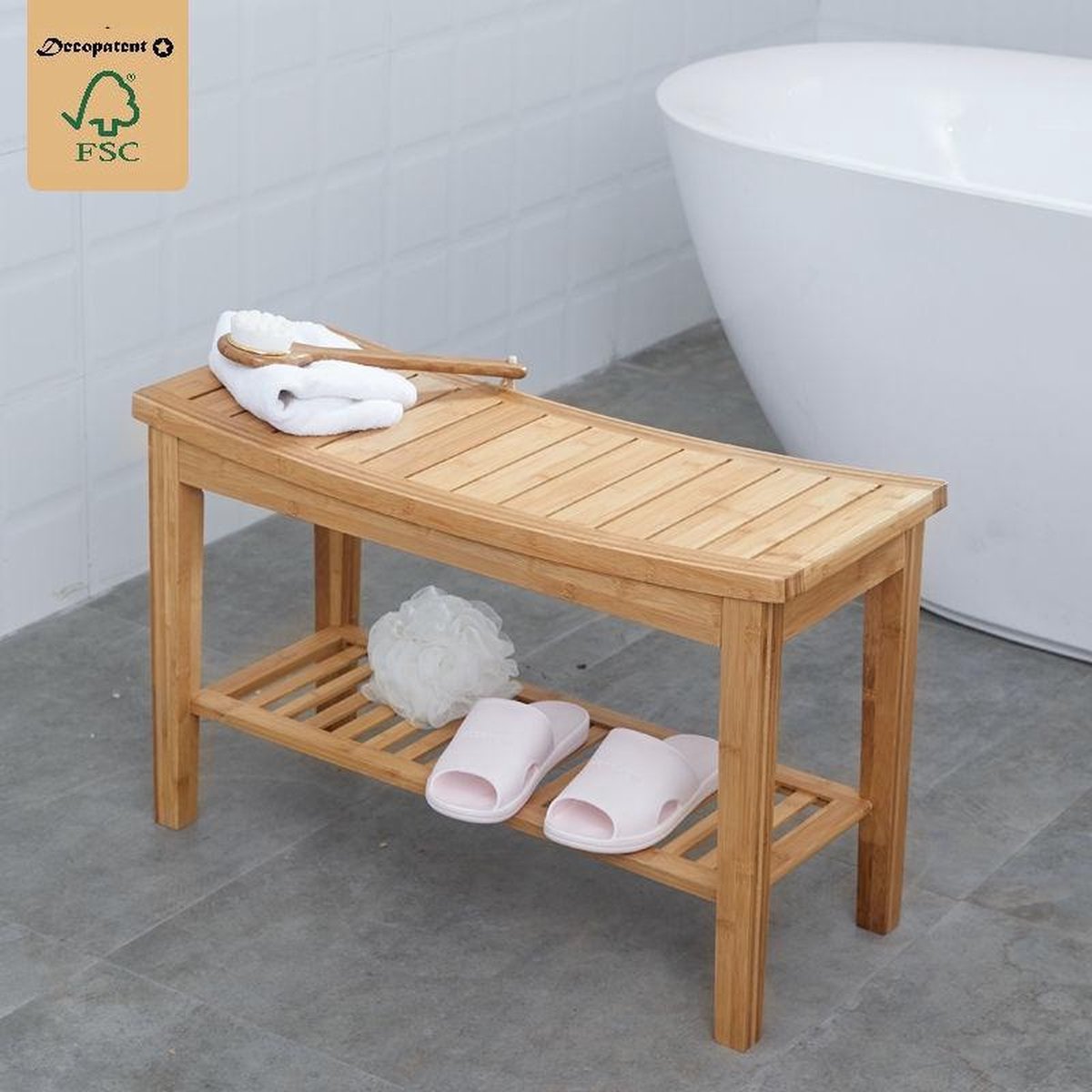 Banc de salle de bain robuste en bois de bambou - Banc en bois robuste pour  salle de... | bol.com