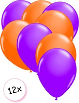 Ballonnen Neon Paars & Neon Oranje 12 stuks 25 cm