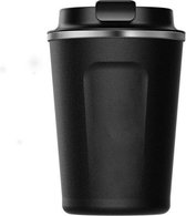 MEEQ To Go Cup - Koffiebeker To Go - Thermosbeker - Lekvrij, RVS & Dubbelwandig koffie beker - Reisbeker - Travel Mug - 380ml Neutrale beker zonder opdruk in het zwart of wit/beige