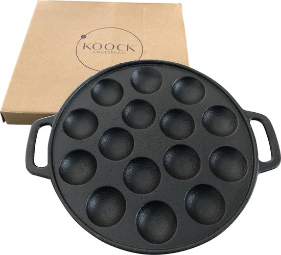 Koock Amsterdam® Poffertjespan van gietijzer - inductie - gas - alle warmtebronnen - vlakke onderkant
