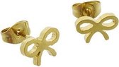 Aramat jewels ® - Zweerknopjes oorbellen strik goudkleurig chirurgisch staal 9mm x 6mm