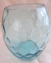 ZoeZo Design - Vaas - glas - blauw - 15,5 x 13 cm Ø - kaarshouder - bloemenvaas