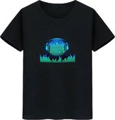 LED T-shirt - Equalizer - Zwart - Koptelefoon Bal - Maat M