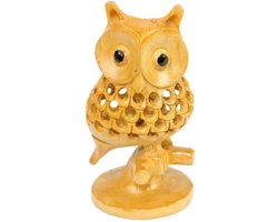 Beeld hout - uil - Hout - Bruin - 10x5x5 cm - Fairtrade - Sarana