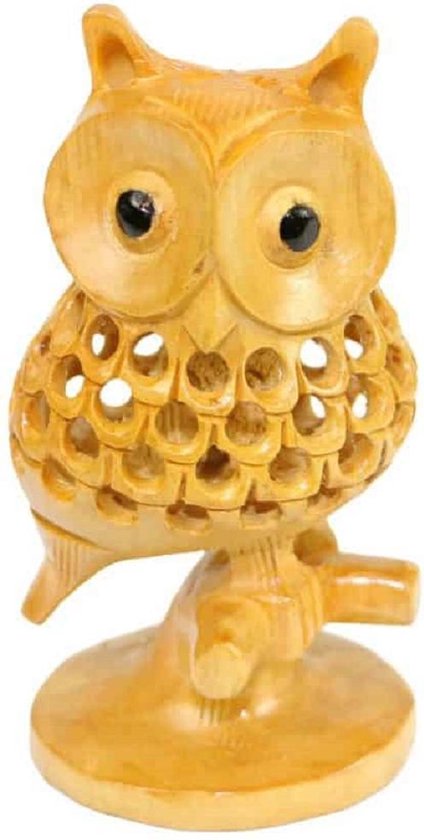 Beeld hout - uil - Hout - Bruin - 10x5x5 cm - Fairtrade - Sarana