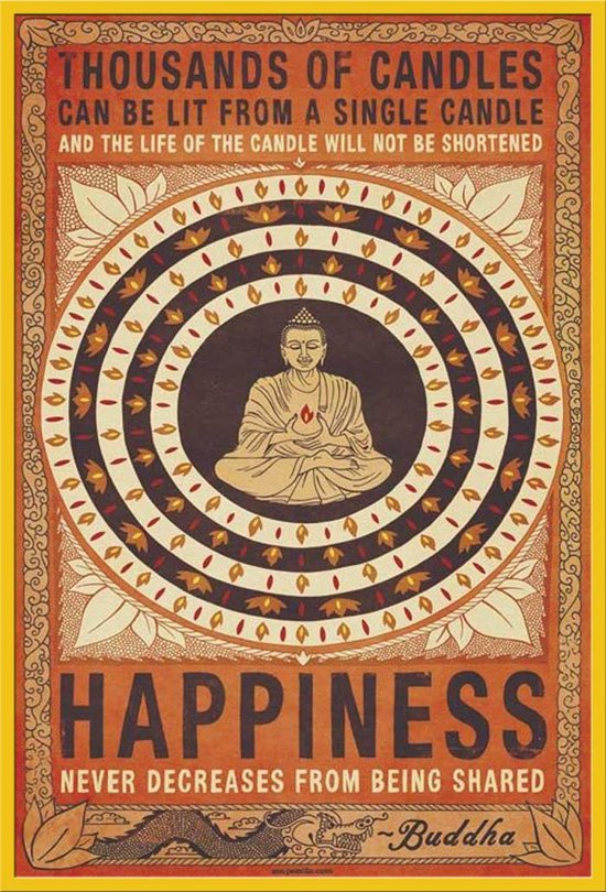 Boeddha poster - Happiness - quotes - 61 x 91.5 cm