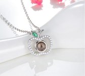 Zilveren Appel 100 Talen Ik Hou Van Je Ketting - Zilver Ketting - I Love You Ketting - Cadeau TIP - LIMITED EDITION