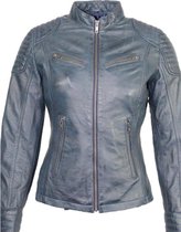 Urban 5884® - Angelina - Damesjas -Biker Model - Lams Leer - Soepel - Blauw - Getailleerd - Maat M