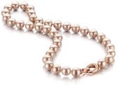Silver Rose -CH2015P- Ketting -925 Zilver rosé -12 mm Pink Shell Pearls
