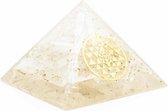 Orgoniet Piramide – Seleniet met Sri Yantra (70 mm)